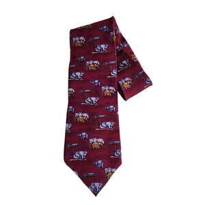 Jimmy V Foundation Men's 100%‎ Silk Neck Tie-Red with Elephants-Jim Valvano